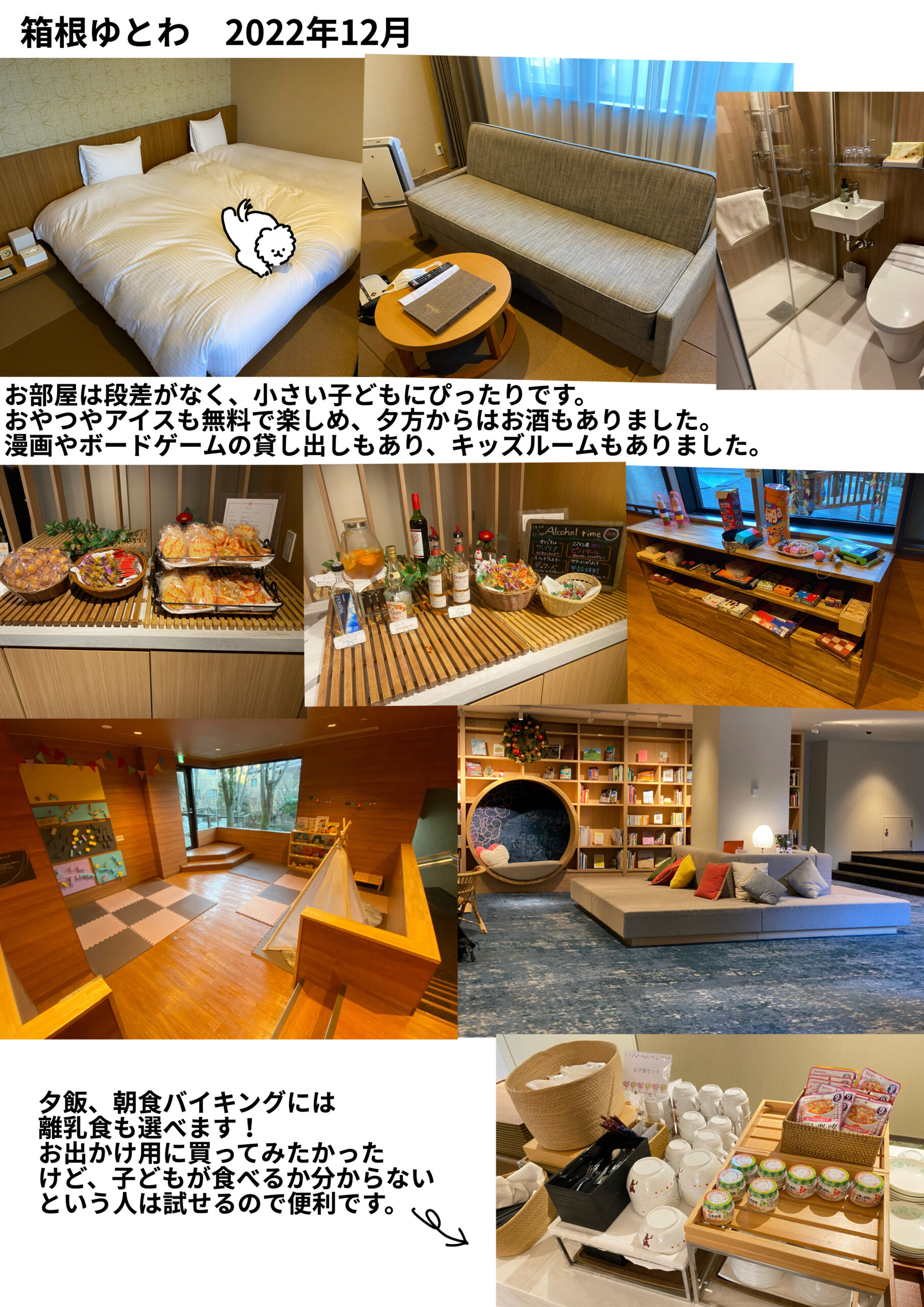 箱根ゆとわに宿泊した時の写真を使って文章を入れた画像